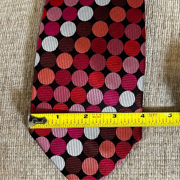 Charles Wain Men’s Tie Pink and Red Pattern 3.75” - Picture 4 of 5